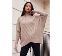 Roman Women's Petite Oversized Jumper in Stone | Size: Large