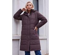 Roman Women's Petite Oversized Hooded Puffer Coat in Chocolate | Size: 16