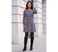 Roman Women's Petite Paisley Button Down Dress in Navy | Size: 18