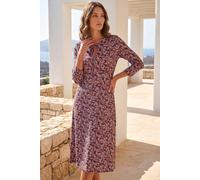 Roman Petite Paisley Tie Neck Dress In Wine Wine