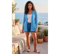 Roman Women's Petite Pointelle Knit Cardigan in Blue | Size: 16 Roman Blue 16