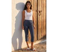 Roman Women's Petite Ponte Stripe Cropped Trouser in Navy | Size: 14
