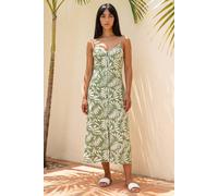 Roman Women's Petite Printed Button Through Dress in Khaki | Size: 14