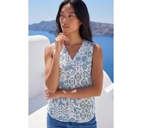 Roman Women's Petite Printed Sleeveless Blouse in Blue | Size: 14 Roman Blue 14