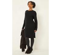 Roman Women's Petite Ribbed Knitted Dress in Black | Size: 16 Roman Black 16