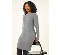 Roman Women's Petite Ribbed Knitted Dress in Grey | Size: 16