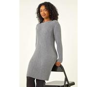 Roman Women's Petite Ribbed Knitted Dress in Grey | Size: 18 Roman Grey 18