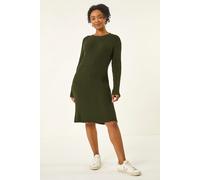 Roman Women's Petite Ribbed Knitted Dress in Khaki | Size: 16 Roman Khaki 16