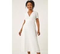 Roman Women's Petite Ruffle Midi Wrap Dress in White | Size: 10 Roman White 10