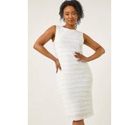 Roman Women's Petite Ruffled Stretch Dress in White | Size: 14 Roman White 14