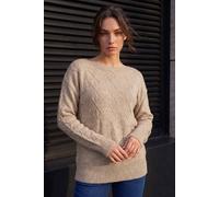 Roman Women's Petite Sequin Cable Knit Jumper in Beige | Size: 12