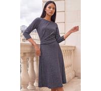 Roman Women's Petite Shimmer Wrap Side Dress in Metallic Silver | Size: 18