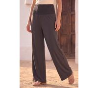 Roman Originals Shirred Wide Leg Palazzo Trouser for Women UK Ladies Stretch Pull On Elasticated Pants Summer Spring Casual Smart Holiday Vacation Party Bottoms