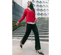Roman Women's Petite Side Stripe Stretch Trouser in Black | Size: 8 Roman Black 8