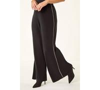 Roman Women's Petite Side Trim Wide Leg Trouser in Black | Size: 14 Roman Black 14