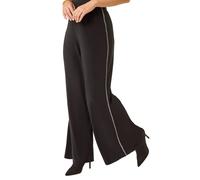 Roman Women's Petite Side Trim Wide Leg Trouser in Black | Size: 16 Roman Black 16