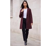 Roman Women's Petite Single Breasted Revere Coat in Wine | Size: 14