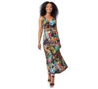 Roman Originals Maxi Dress for Women UK Ladies Twist Knot Front Empire Waist Summer Party Casual Holiday Bohemian Beach Cruise Evening Long Sleeveless V Neck Jersey - Black Red - Size 18