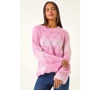 Roman Women's Petite Space Dye Pointelle Knit Jumper in Pink | Size: 18 Roman Pink 18