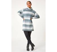 Roman Originals Spacedye Roll Neck Tunic Jumper for Women UK - Ladies Everyday Autumn Winter Round Neckline Comfy Soft Evening Vacation Work Party Night Out - Petite Grey - Size 14