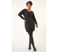 Roman Women's Petite Sparkle V-Neck Knit Jumper in Black | Size: 16 Roman Black 16