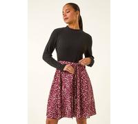 Roman Women's Petite Spot Print Tie Front Dress in Burgundy | Size: 14 Roman Burgundy 14