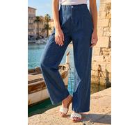 Roman Women's Petite Stitch Pocket Wide Leg Jeans in Indigo | Size: 16