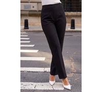 Roman Women's Petite Straight Leg Ponte Stretch Trouser in Black | Size: 12
