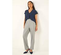 Roman Women's Petite Straight Leg Ponte Stretch Trouser in Grey | Size: 14 Roman Grey 14
