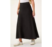 Roman Originals Knitted Skirt for Women UK Ladies Midi Maxi Full Length Winter Autumn A-Line Swing Pull On Smart Casual Work Office Elasticated Waist Flattering Knit Knitwear - Petite Black - Size 18