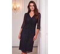Roman Women's Petite Stretch Lace Dress in Black | Size: 16