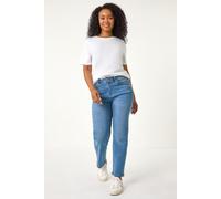 Roman Women's Petite Stretch Straight Leg Jeans in Mid Blue | Size: 16 Roman Mid Blue 16