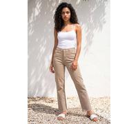 Roman Stretch Straight Leg Jeans for Women UK - Ladies Cotton Denim Trousers Stretchy Office Work Casual Smart High Rise Elasticated Waist Regular Cut Pants - Petite Stone - Size 18