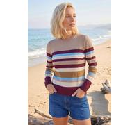 Roman Women's Petite Stripe Round Neck Jumper in Wine | Size: 10