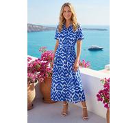 Roman Women's Petite Stripe Tie Waist Shirt Dress in Blue | Size: 18