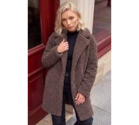Roman Teddy Coat for Women UK Ladies Borg Faux Fur Coatigan Lined Casual Soft Fluffy Fleece Texture Oversized Longline Warm Cosy Winter Jacket Thick Cardigan