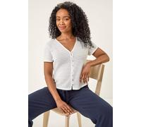 Roman Women's Petite Textured Button Through Blouse in White | Size: 14 Roman White 14