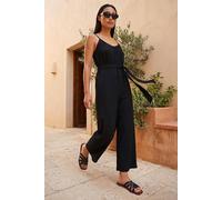 Roman Women's Petite Textured Cropped Jumpsuit in Black | Size: 18