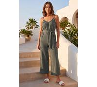 Roman Women's Petite Textured Cropped Jumpsuit in Khaki | Size: 18