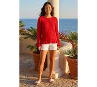 Roman Women's Petite Textured Frill Hem Knit Cardigan in Red | Size: 16 Roman Red 16
