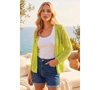 Roman Women's Petite Textured Knit Cardigan in Lime | Size: 10 Roman Lime 10
