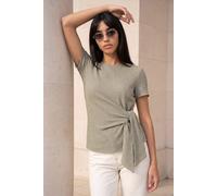 Roman Women's Petite Textured Side Tie Stretch Top in Pale Green | Size: 8 Roman Pale Green 8