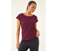 Roman Petite Textured Stretch Top for Women UK - Ladies Everyday Autumn Winter Round Neckline Comfy Soft Evening Vacation Work Party Night Out - Petite Wine - Size 14