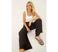 Roman Women's Petite Textured Stretch Trouser in Black | Size: 18 Roman Black 18