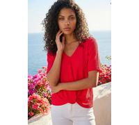 Roman Women's Petite Textured Twist Hem Top in Red | Size: 18 Roman Red 18