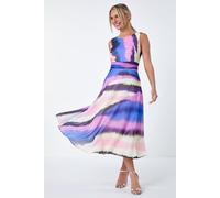 Roman Women's Petite Tie Dye Gathered Midi Dress in Purple | Size: 16
