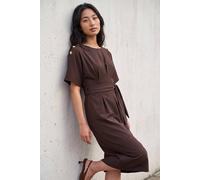 Roman Women's Petite Tie Waist Dress in Chocolate | Size: 14