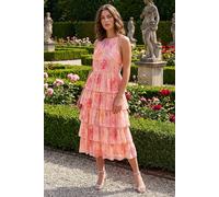 Roman Women's Petite Tiered Halter Neck Dress in Pink | Size: 12 Roman Pink 12