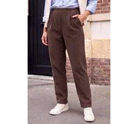 Roman Women's Petite Tuck Front Corduroy Trouser in Chocolate | Size: 8