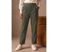 Roman Women's Petite Tuck Front Corduroy Trouser in Khaki | Size: 18